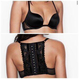 Victoria's Secret Very Sexy Lightly-Lined Lace Back Black Bra Size 38 DD